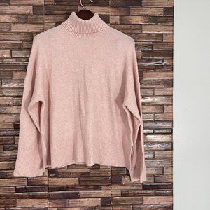 J. Crew Pink Wool Alpaca Blend Supersoft Yarn Turtleneck Sweater Size L